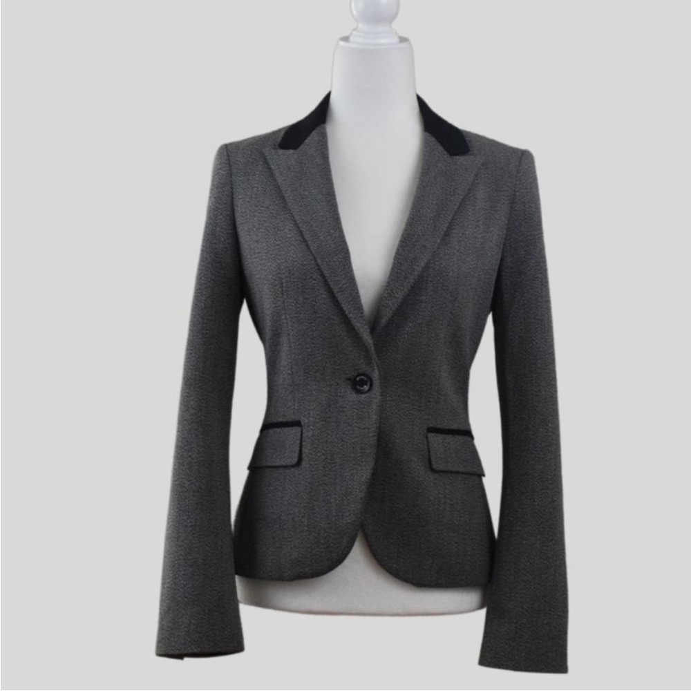 Express Women's Gray Blazer with Black Trim